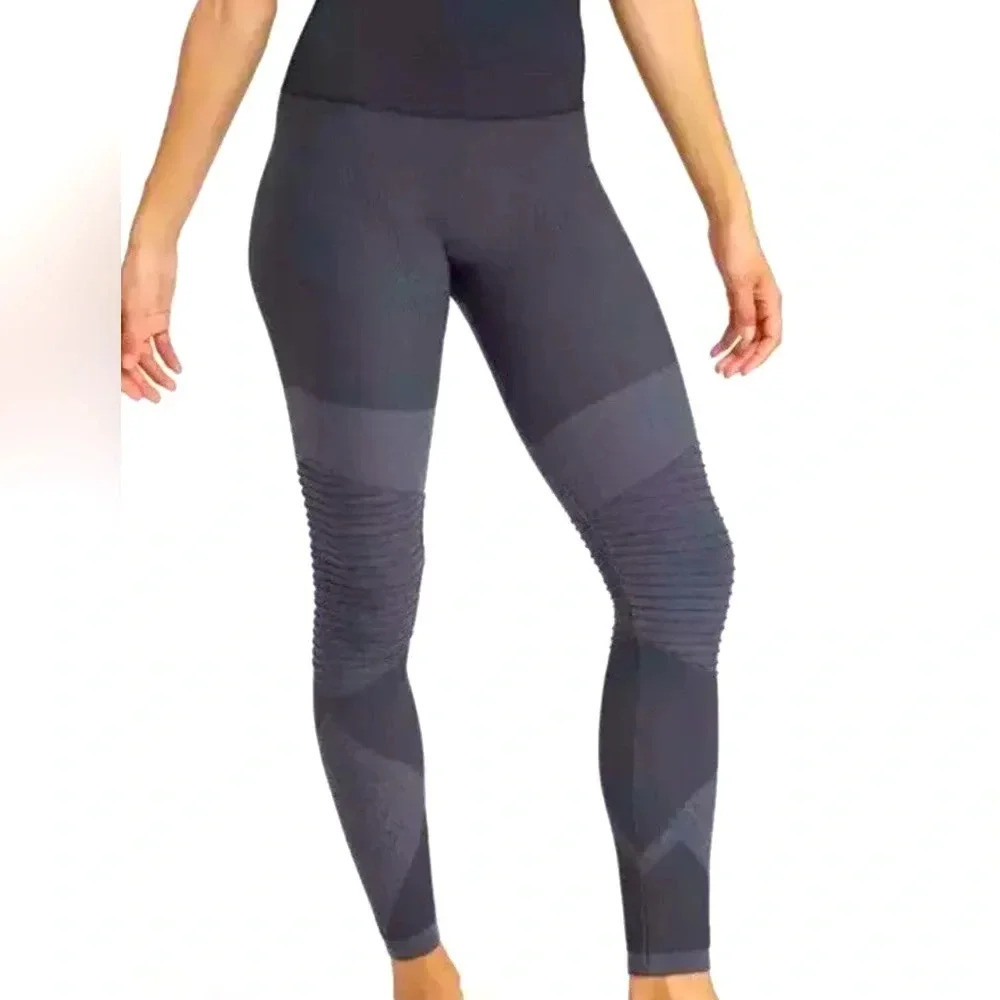 SPANX Look At Me Now Moto Leggings Gray High Rise Compression Size L